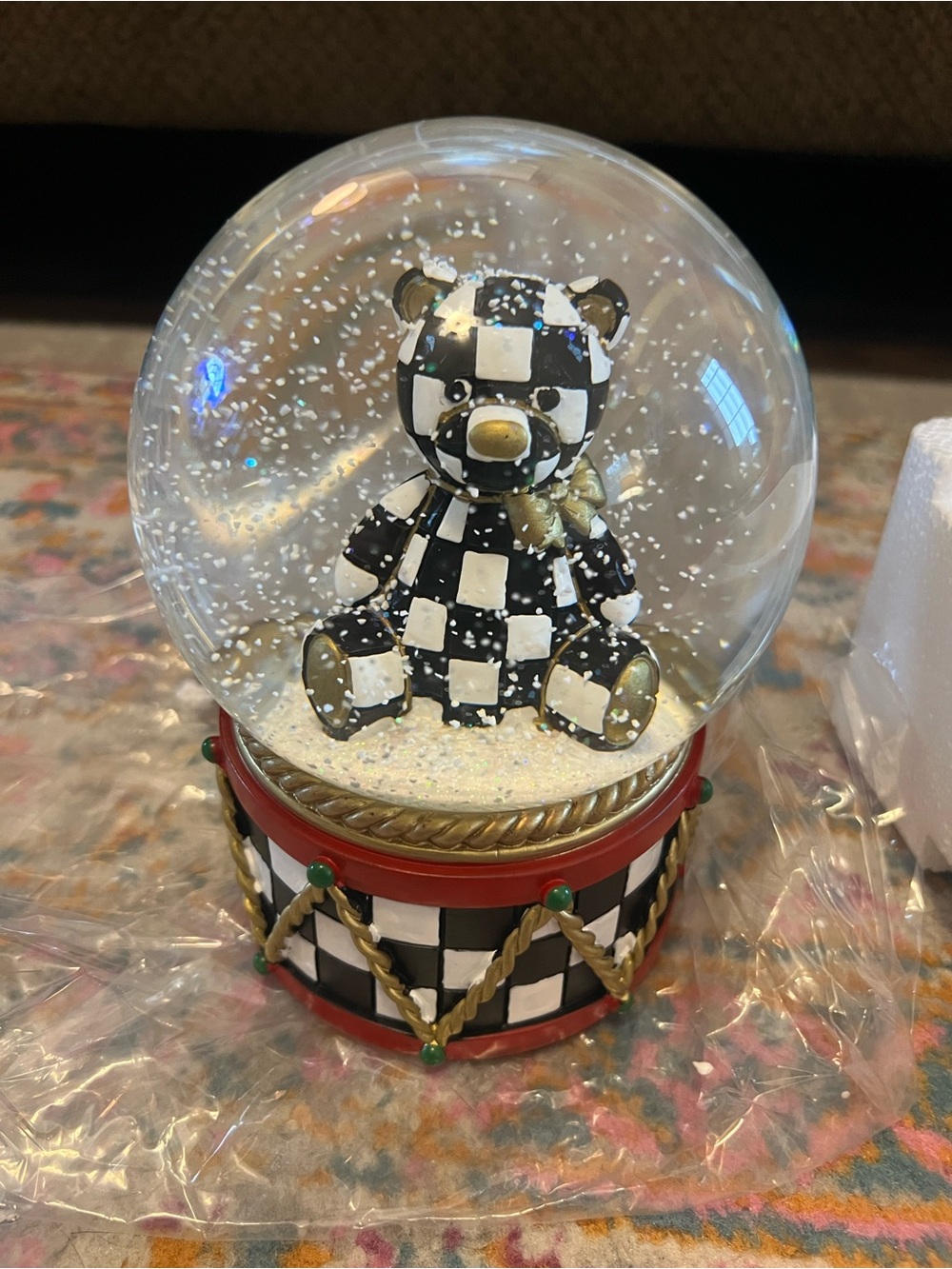 Mackenzie Childs Teddy Bear Snow Globe